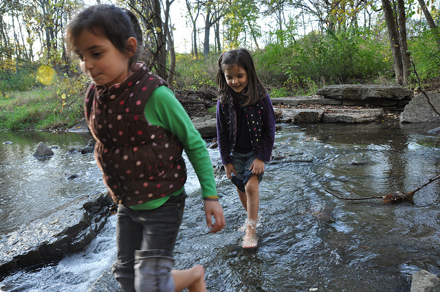 girls in creek